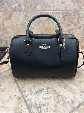 AUTHENTIC COACH ROWAN LEATHER SATCHEL ELBOW BAG PURSE CH282 BLACK